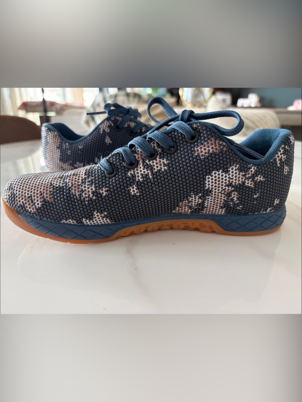 NOBULL Navy Blue and Tan Floral Trainers - Picture 3 of 9